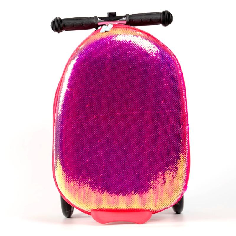 إيفا - حقيبة سفر سكوتر باللونين الذهبي والوردي مزينة بالترتر - 19 إنش