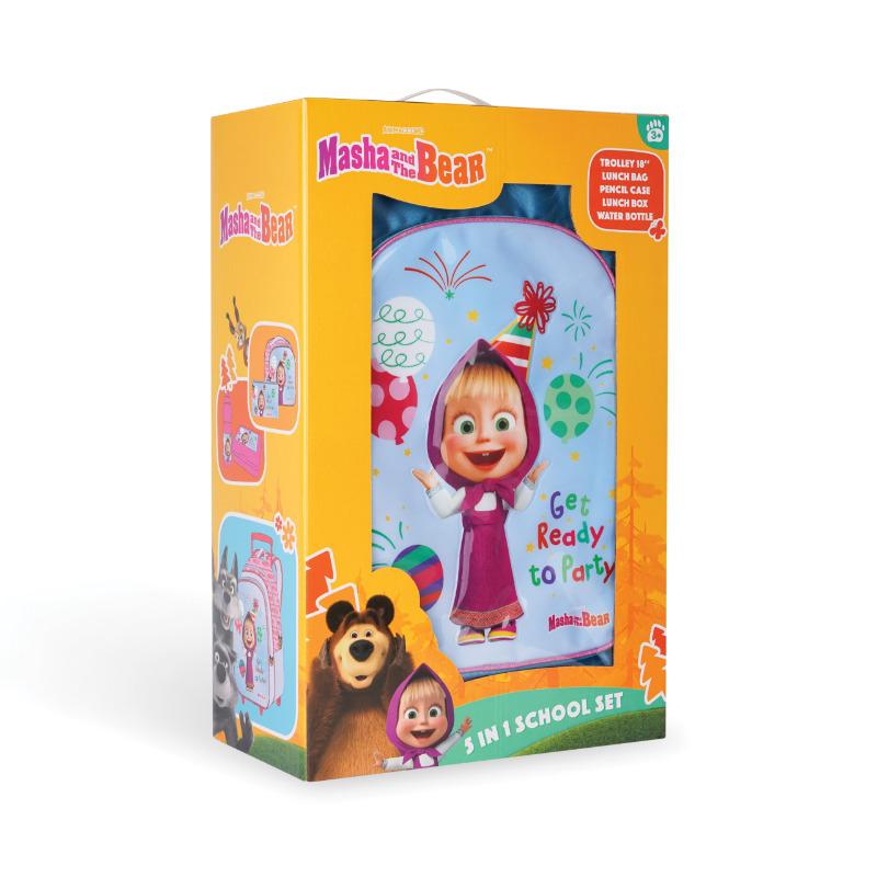 Masha and the Bear 5 in 1 Trolley School Bag Set