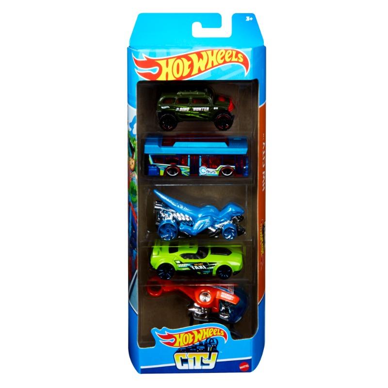 Hot Wheels Basic 5-Pack Die-Cast Toy Cars in 1:64 Scale (Styles & Colors May Vary)