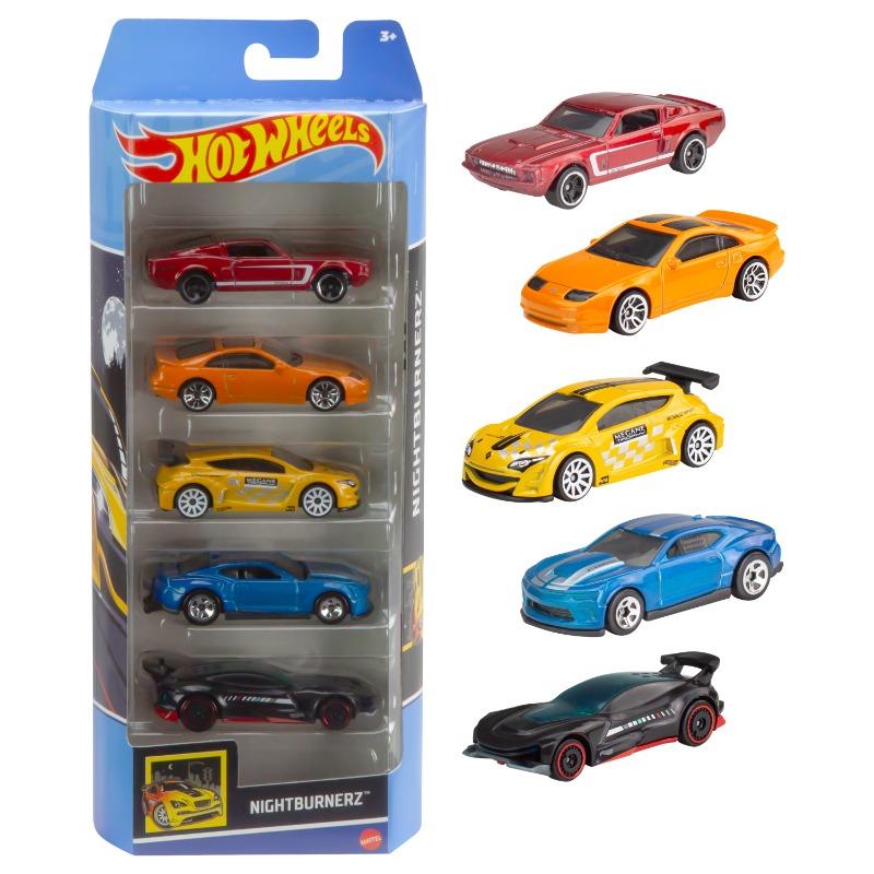 Hot Wheels Basic 5-Pack Die-Cast Toy Cars in 1:64 Scale (Styles & Colors May Vary)