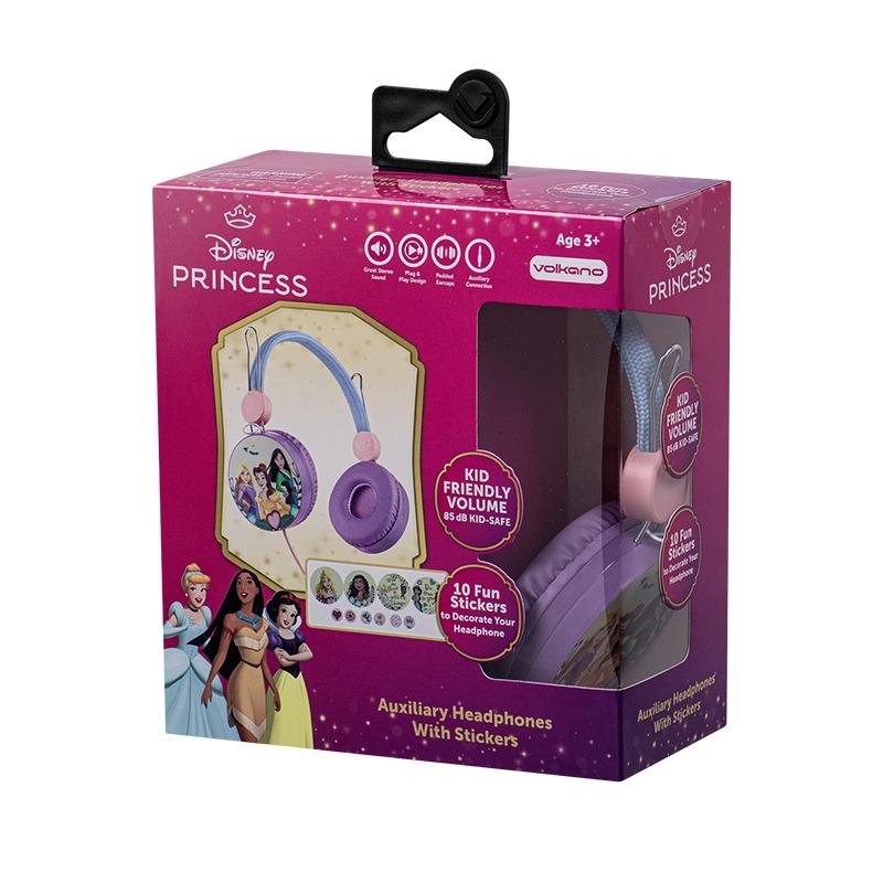 فولكانو - سماعات رأس مبطنة مع ملصقات برسومات ديزني برنسيس