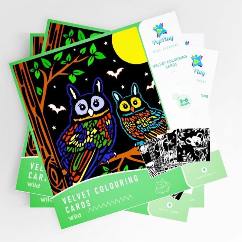 Pep Play Wildlife Themed Plush Coloring Cards