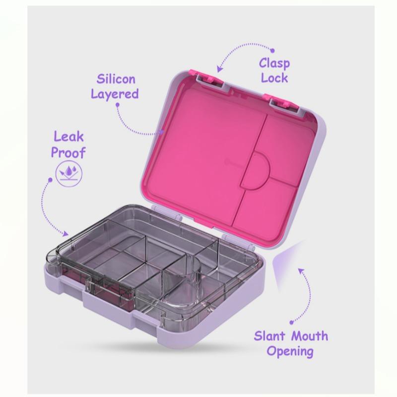 Eazy Kids Convertible Bento Lunch Box with Sandwich Cutter Set - Mermaid Purple