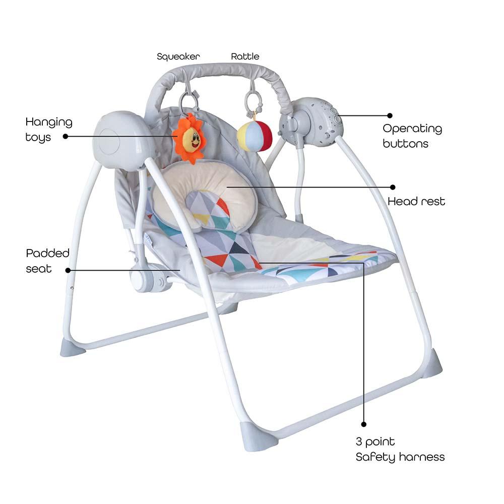 مون - أرجوحة رضيع كهربائية - رمادي فاتح