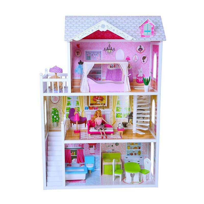 Edufun Wooden Dollhouse with 3 Floors