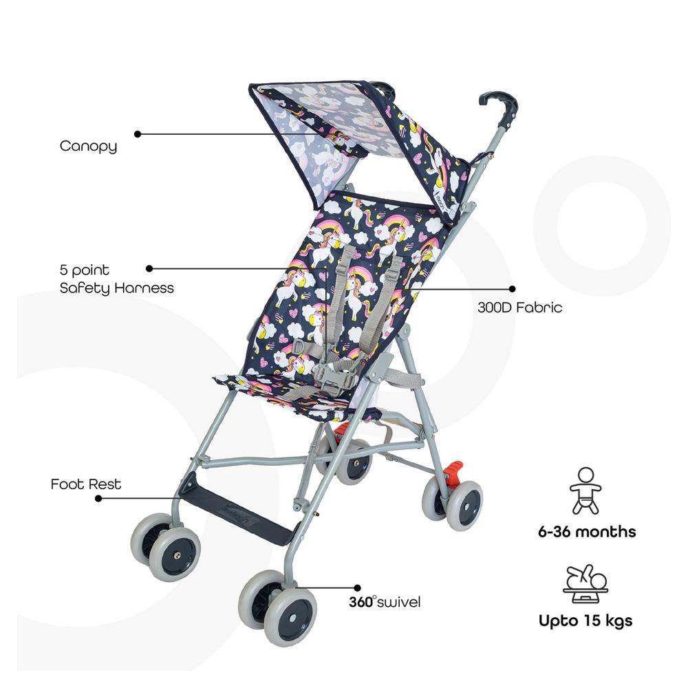 Moon Ultra Light Weight Compact Fold Buggy Stroller Unicorn