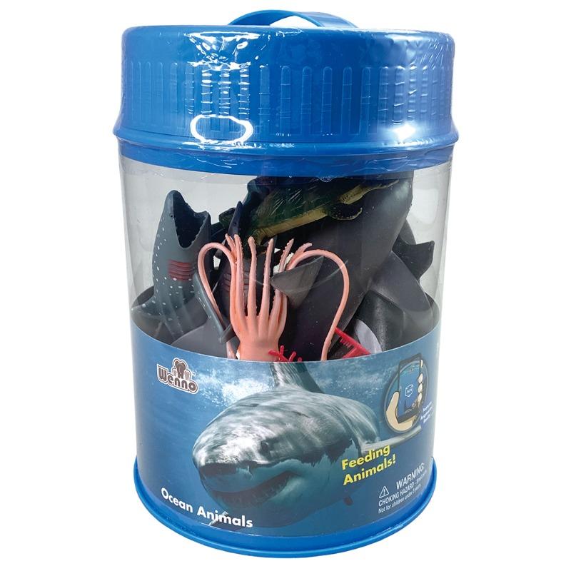 مجموعة ألعاب حيوانات المحيط، 14 قطعة في أنبوب بارتفاع 9.5 بوصة