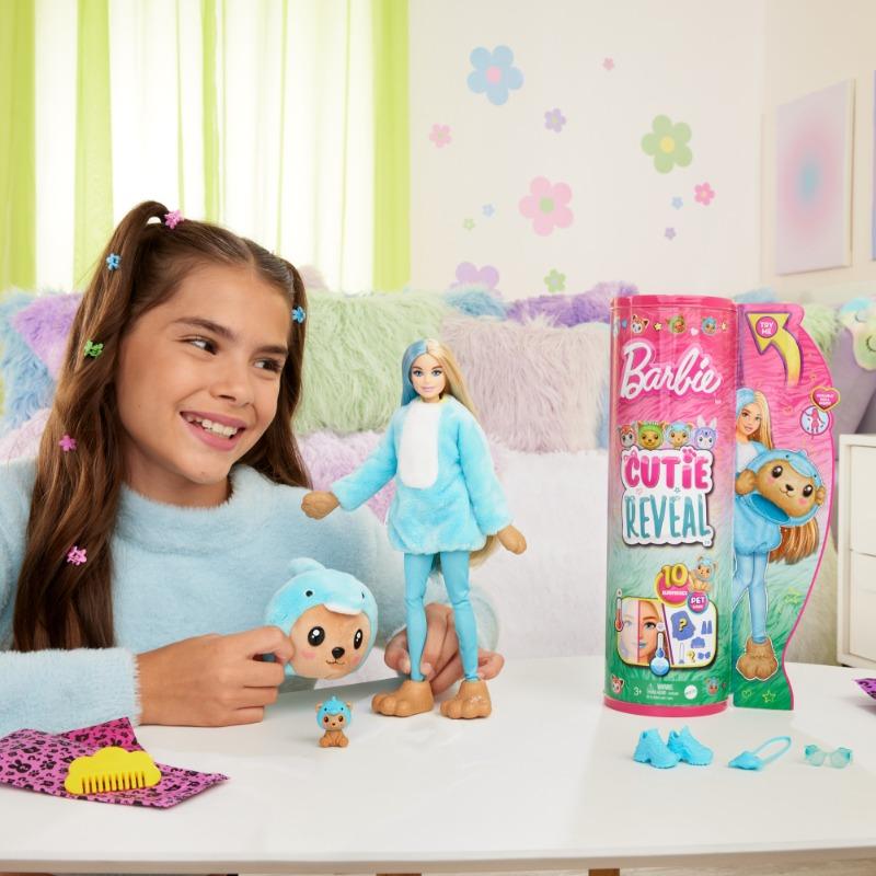 Barbie Cutie Reveal Doll with Stuffed Animal Outfit and 10 Surprises - Blue