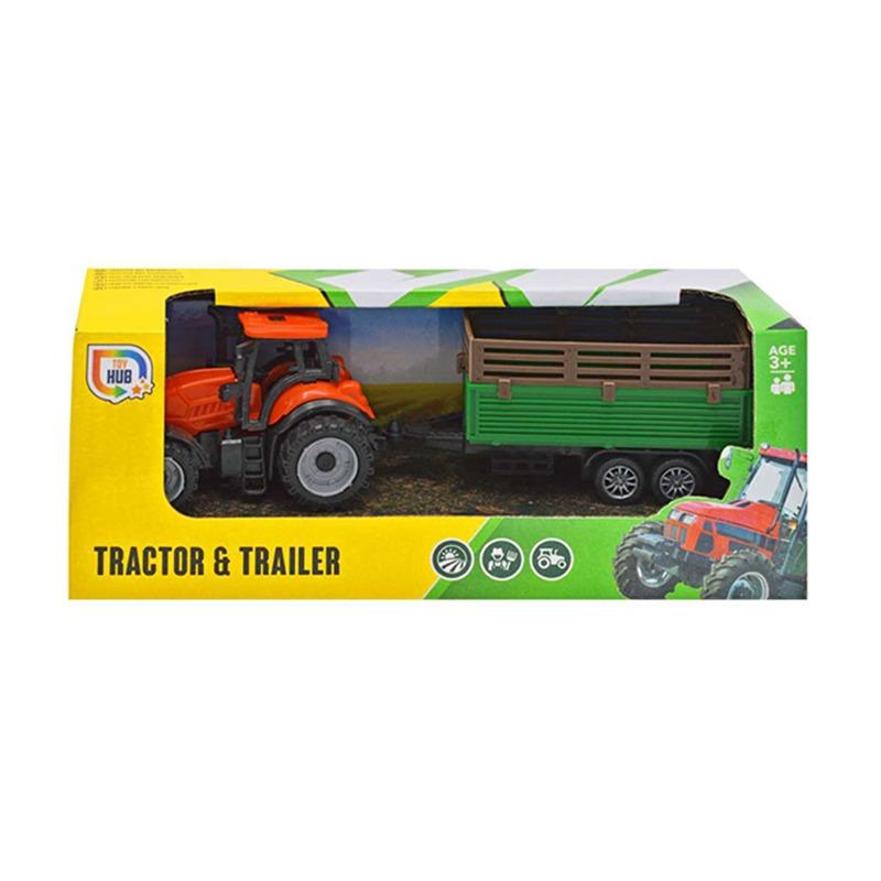 Toy Hub Small Tractor and Trailer - Multicolor