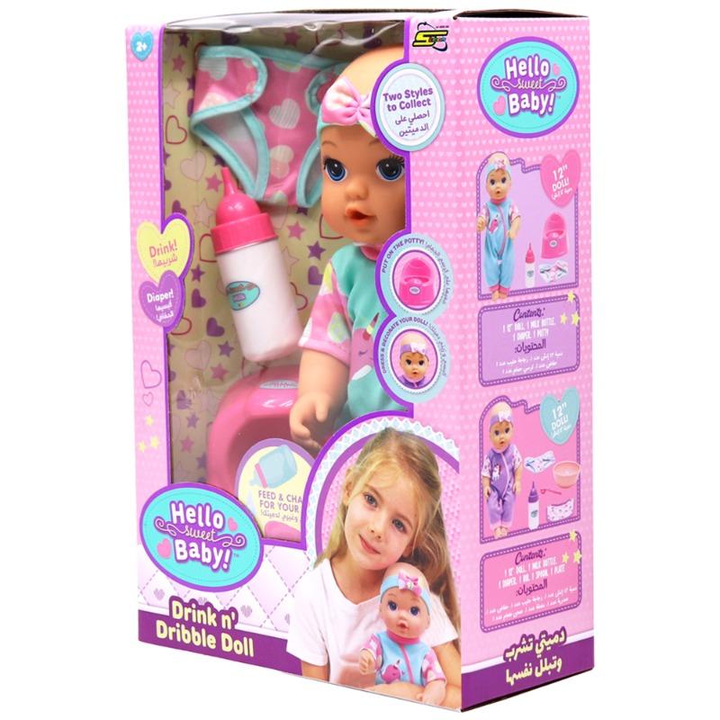Hello Sweet Baby Drink N Dribble Doll 12 Inch Assorted