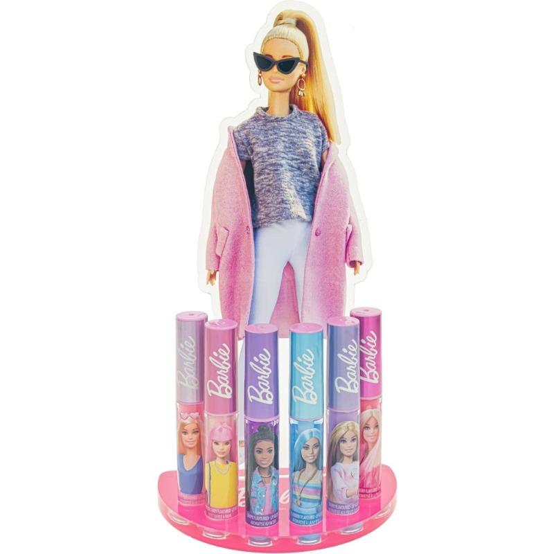 مجموعة ملمعات الشفاه باربي مع حامل أكريليك للأطفال