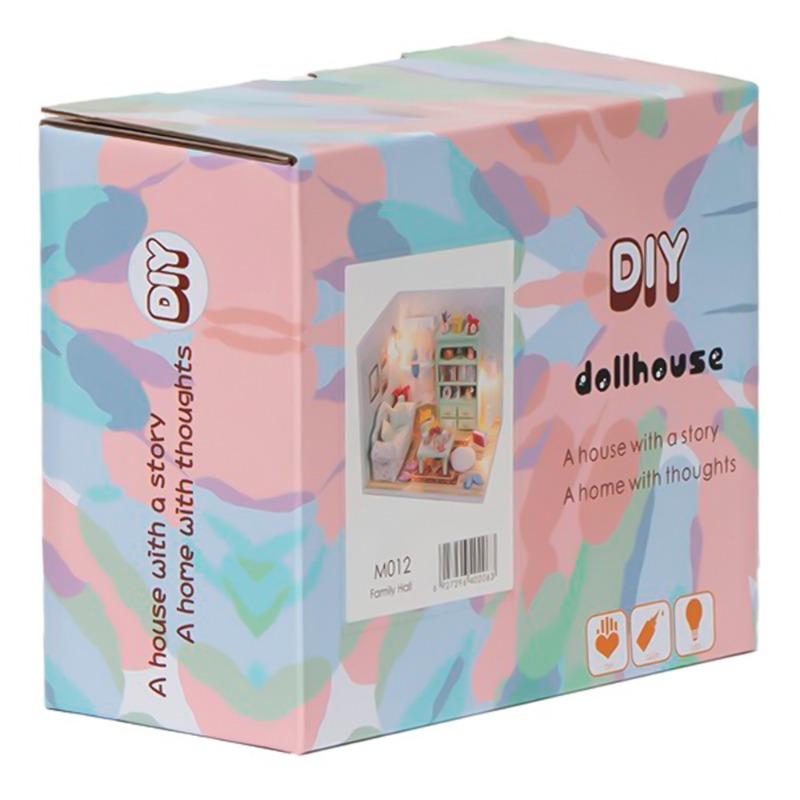 بيت الدمى الخشبي المضيء الصغير