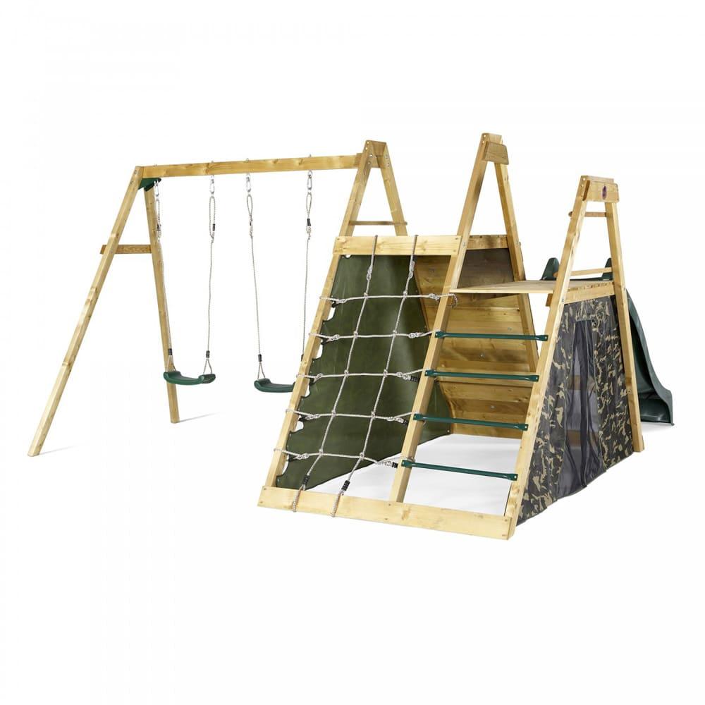 Plum - Climbing Pyramid Wooden Climbing Frame Wth Swings