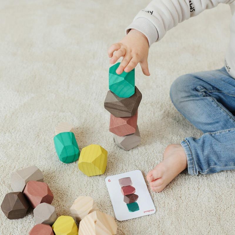 احجار التكديس الخشبية - 18 قطعة