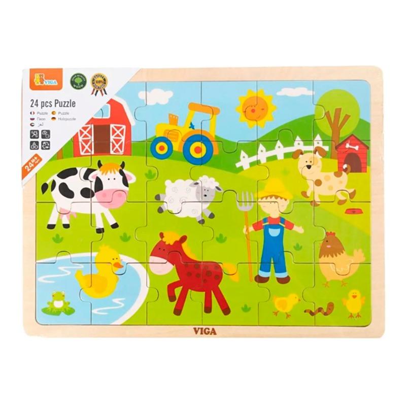 Viga Happy Farm Animals Wooden Puzzle