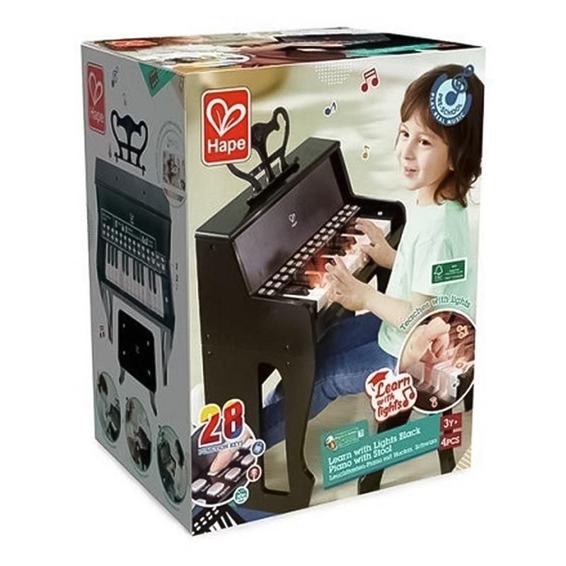 تعلم مع البيانو المضيء مع مقعد - أسود