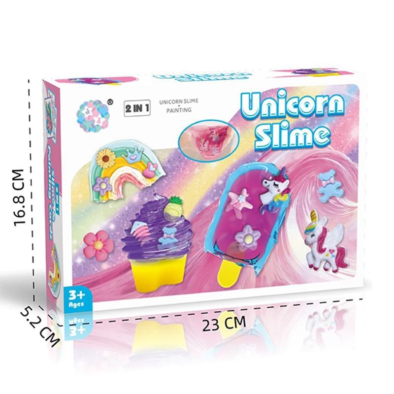 مجموعة لعب سلايم يونيكورن 2 في 1 للأطفال