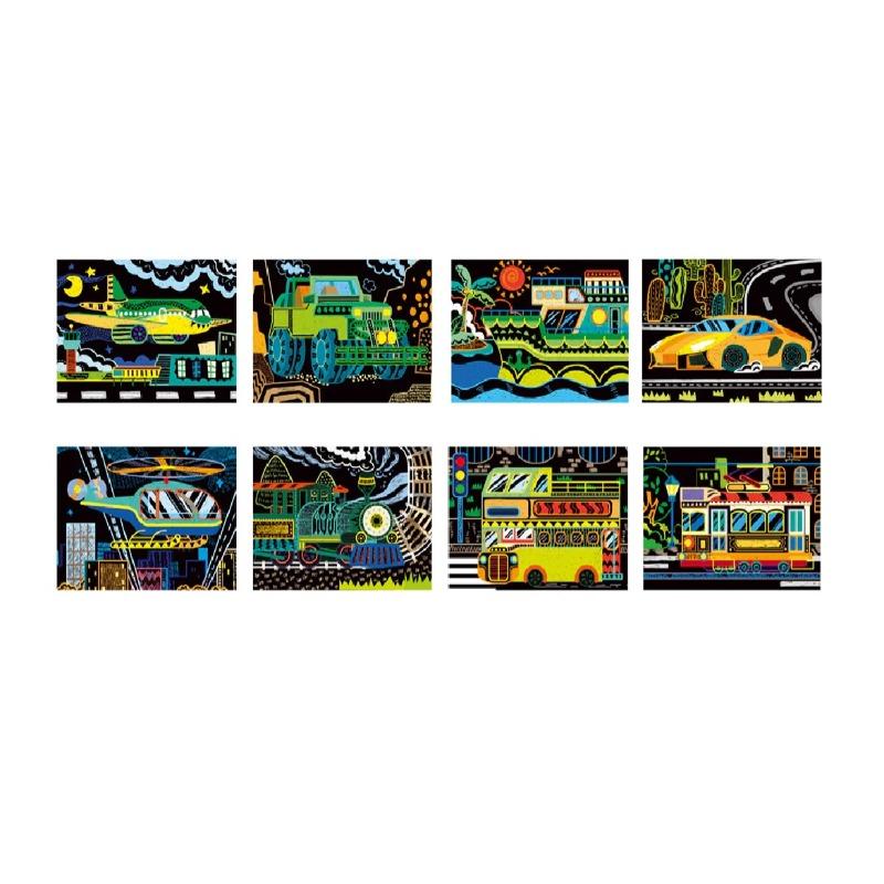 Avenir Scratch Art Kit 8 Pack - Transportation