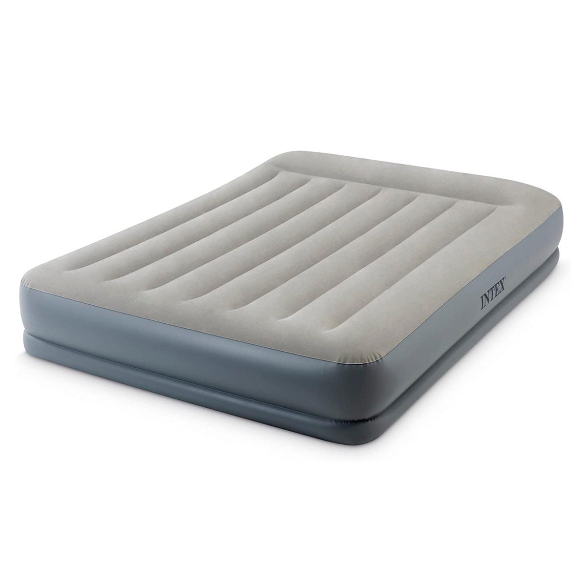 Intex Queen Pillow Rest Mid Rise Airbed With Pump