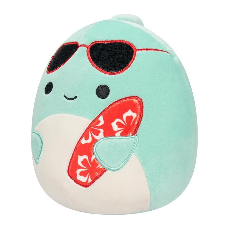 Squishmallows 7.5 Inch Perry Teal Dolphin with Red Surfboard