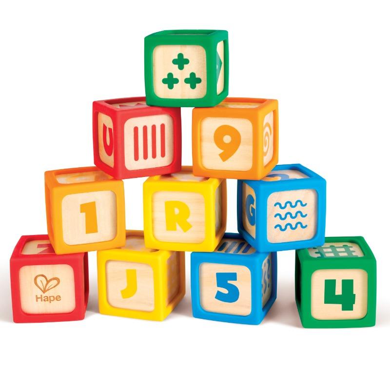 Hape - Grip-n-Stack Silicone And Wood Blocks