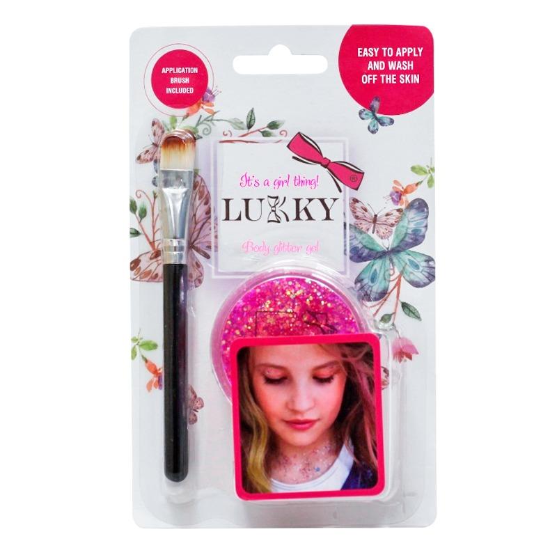 Lukky Body Glitter Gel With Brush 25ml-Pink