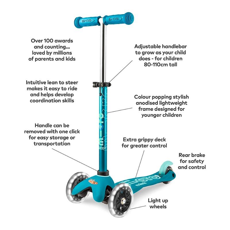 Micro Maxi Mini Deluxe Led Scooter Aqua
