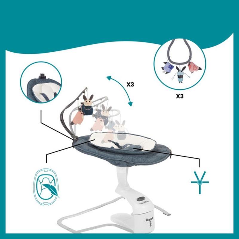 بيبي مووف - كرسي تهويدات الإسترخاء الهزاز للأطفال لون أزرق