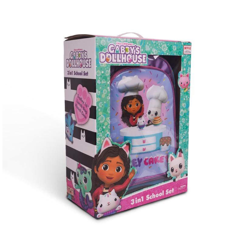 Gabby Doll House 3-in-1 Wheeled Bakery Cake School Set 18 Inch