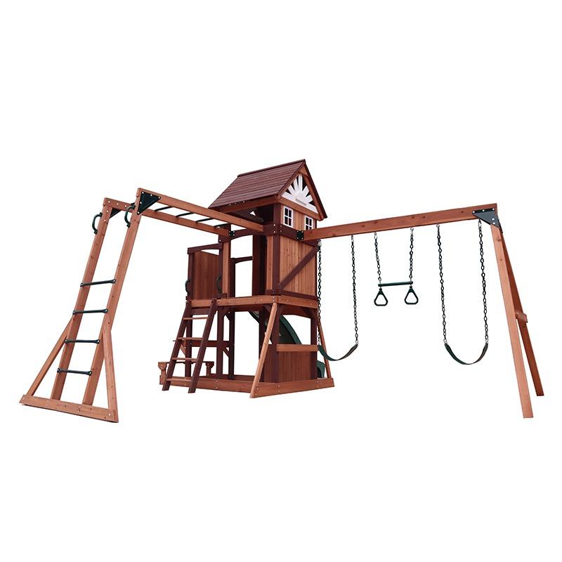 مونتبيك - بيت اللعب فينسون ماسيف الخشبي مع أرجوحة