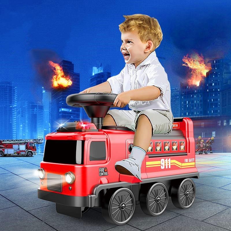 Dearbong 2 In 1 Electric Fire Truck Ride On Car