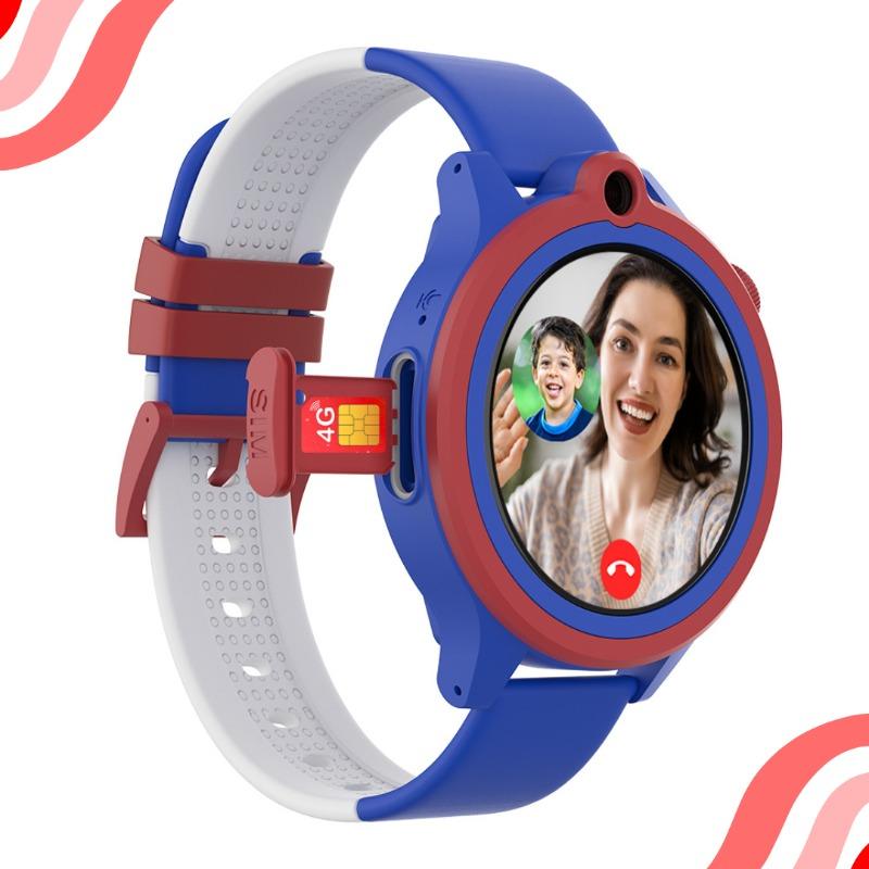ساعة ذكية للأطفال مع نظام تحديد الموقع وتتبع نبضات القلب وتنبيه الحرارة، تعمل بشريحة الجيل الرابع وتدعم المكالمات الصوتية والمرئية، قابلة للتحويل كتعقب هوائي، مع إطار وجه قابل للتغيير وزر نداء الطوارئ وقفل رقابي للوالدين – لون أزرق كابتن