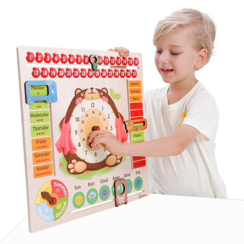 لوحة تعلم الوقت الخشبية للاطفال
