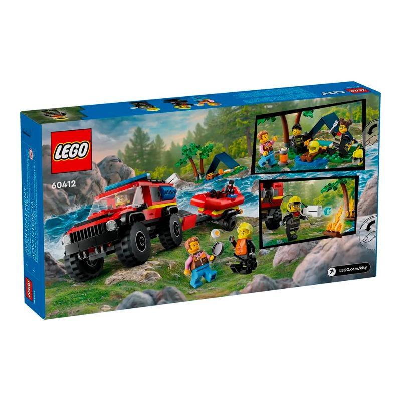 ليجو - مجموعة بناء شاحنة إطفاء 4 × 4 مع قارب إنقاذ