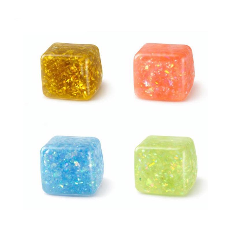 Squishy Bun 6cm Glitter Slime Cube – Assorted Colors