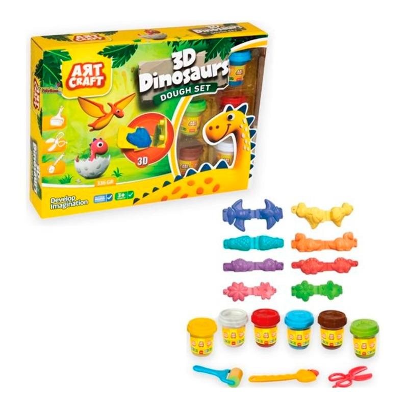 آرت كرافت - طقم صلصال ديناصور ثلاثي الأبعاد 336 جرام
