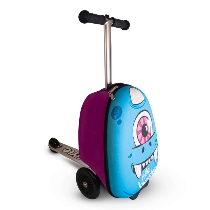 Hard Shell Backpack Scooter Suitcase Monster - Blue/Pink