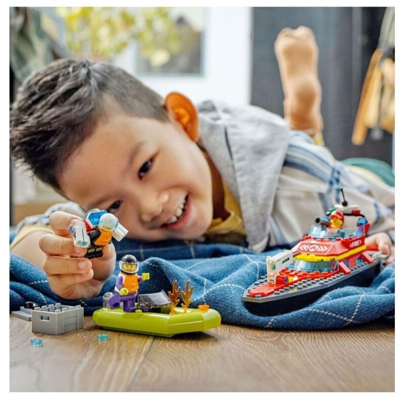 LEGO City Fire Rescue Boat Building Toy Set - 144 Pcs