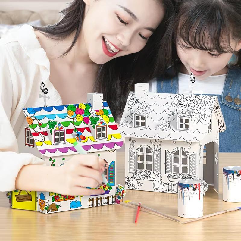 مجموعة تلوين الورق المقوى ثلاثي الأبعاد بتصميم الفيلا