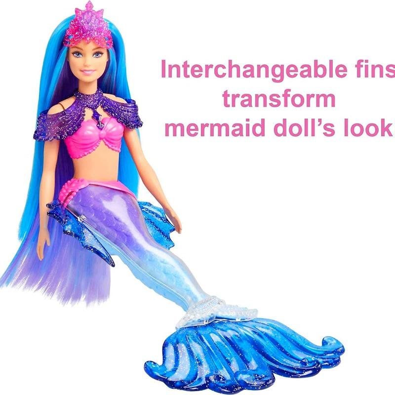 Barbie - Malibu Mermaid Power Blue Hair Doll with Interchangeable Flipper and Accessories