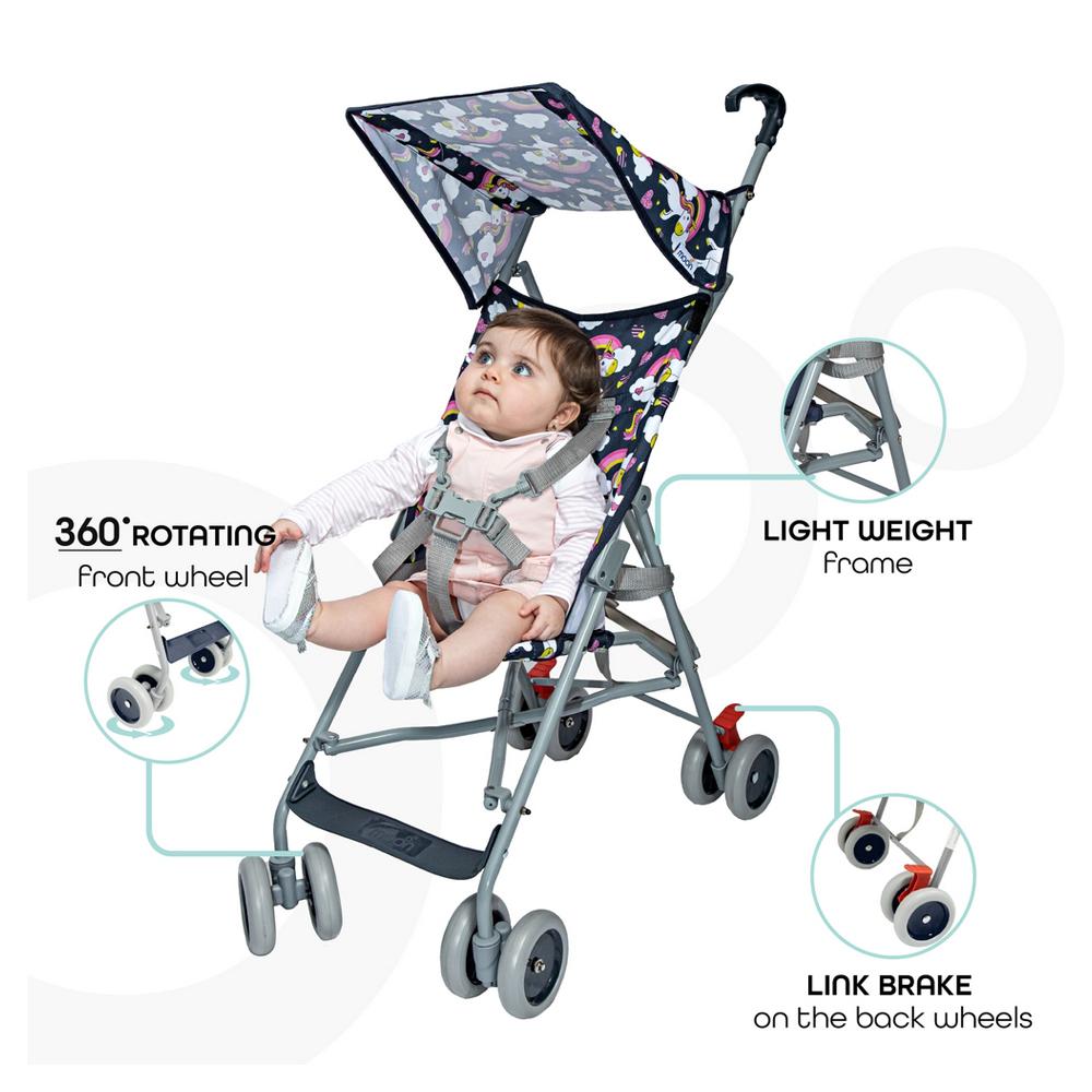 Moon Ultra Light Weight Compact Fold Buggy Stroller Unicorn