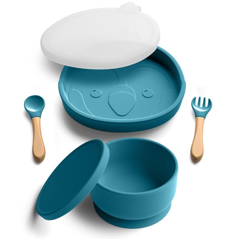 Bimbly Silicone Feeding Set 6 in 1 Dark Blue
