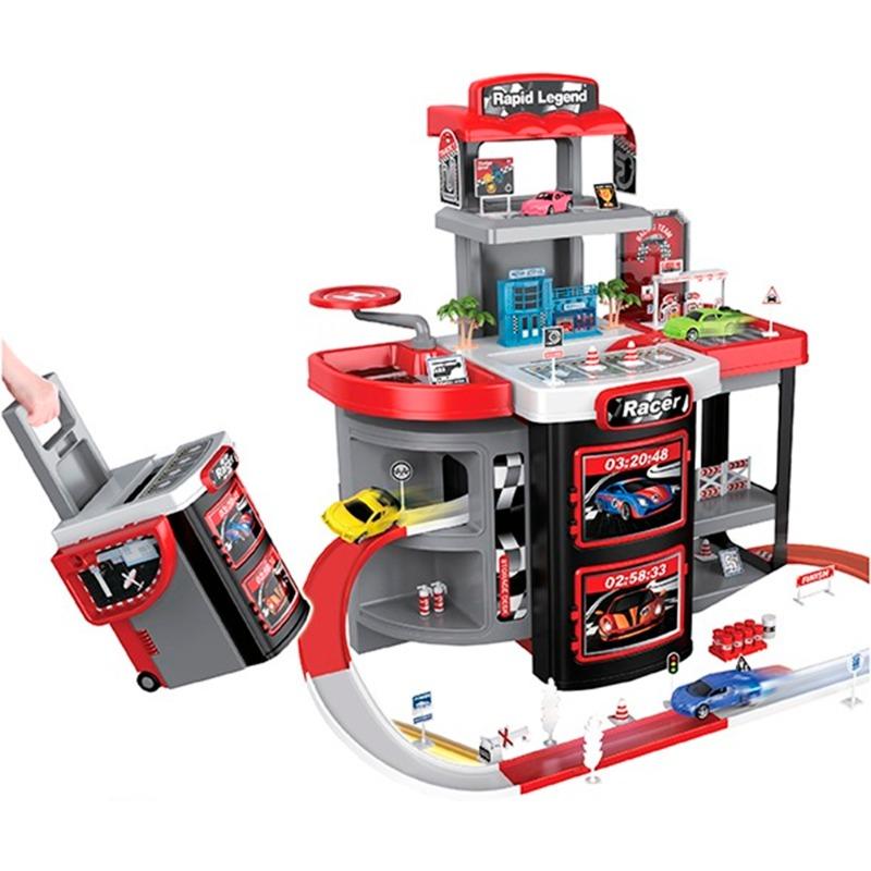 مجموعة مرآب سيارات السباق 2 في 1