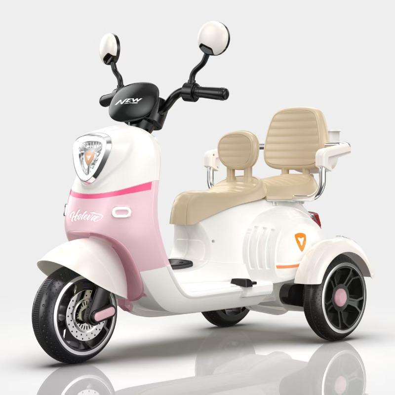 FIRST STEP Kids Electric Ride-On Vespa Two-Seated Bike Pink
