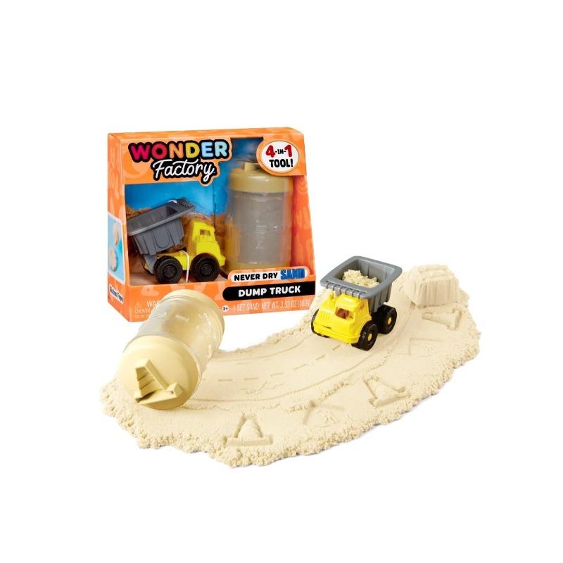 Wonder Factory Never Dry Sand 4 In 1 Construction Trucks