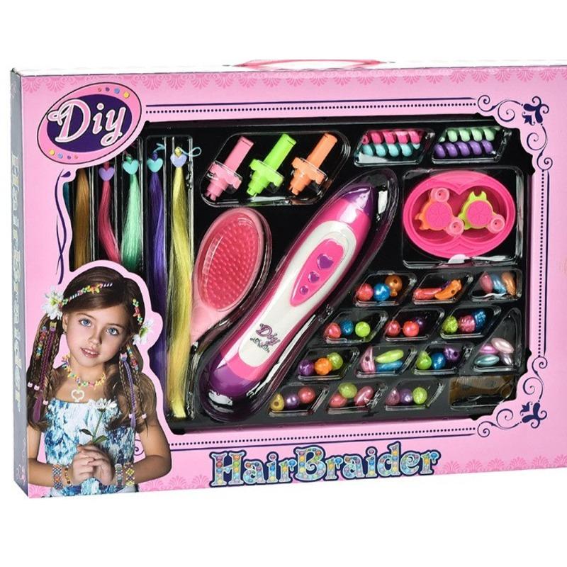 طقم تجميل أميرات للأطفال مع خرز ملوّن ومرآة تعليمية