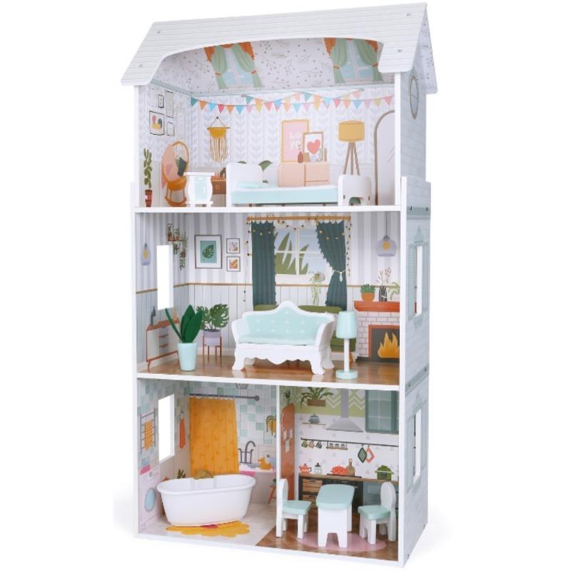 Edufun Wooden Dollhouse – 3-Story Playhouse