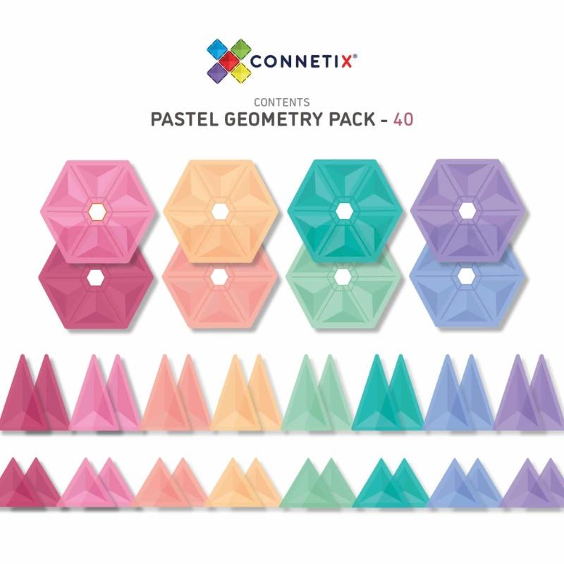 Connetix Tiles Pastel Geometry Pack - 40 Pcs