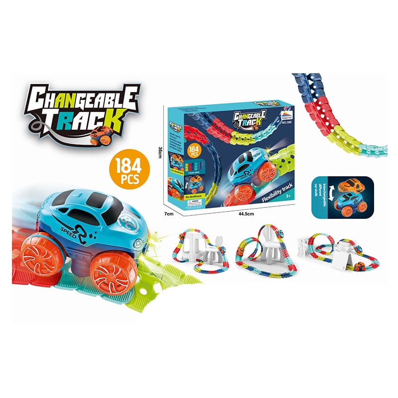 Changeable Track With Led Light Up Race Car 184 Pcs