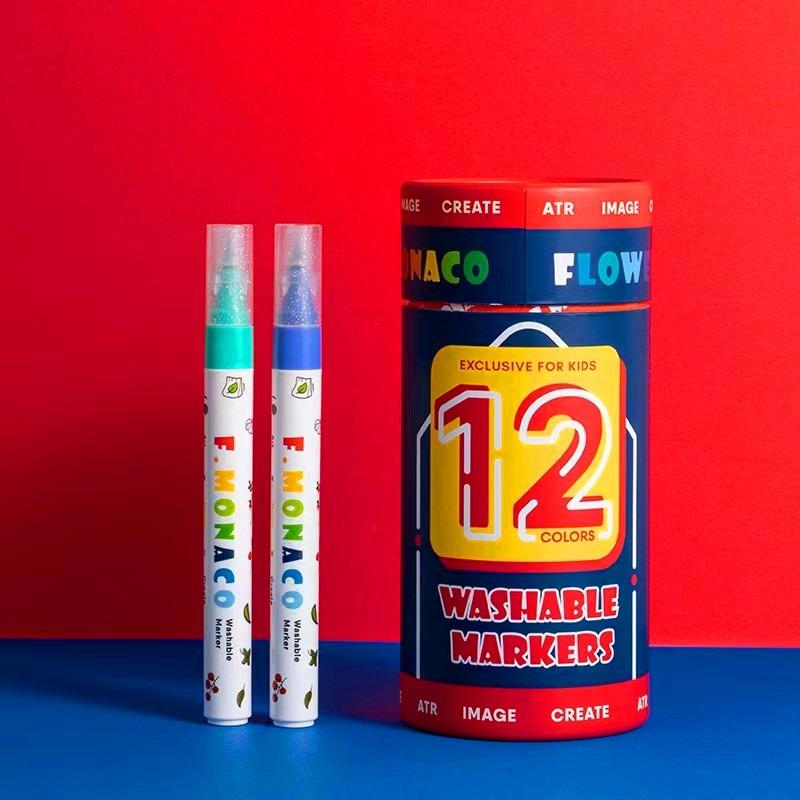Lebze Flower Monaco 12 Color Washable Felt-Tip Markers